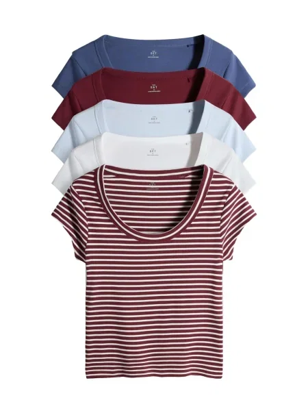 The Set Tričko safírová / světlemodrá / karmínově červené bílá