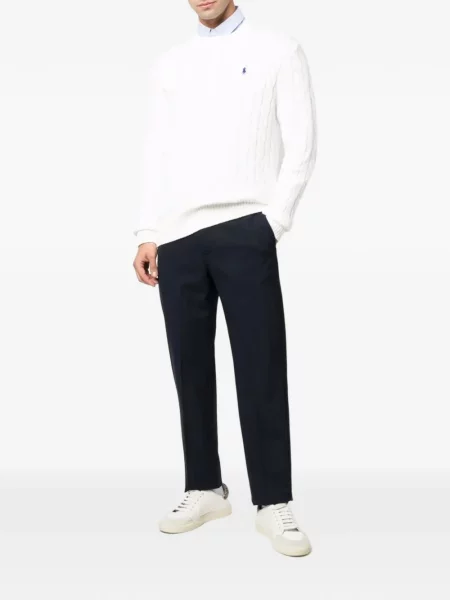 Lniana czapka z daszkiem Polo Ralph Lauren z okrągłym dekoltem niebieska