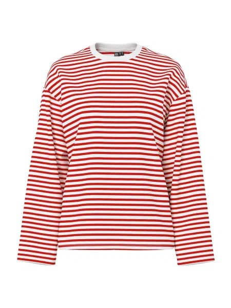 PIECES Tričko PCSadie červená třešeň bílá