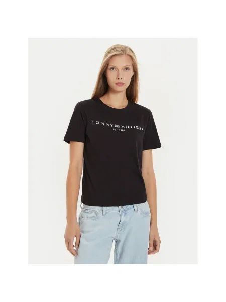 Tommy Hilfiger Póló Logo Regular Fit fekete