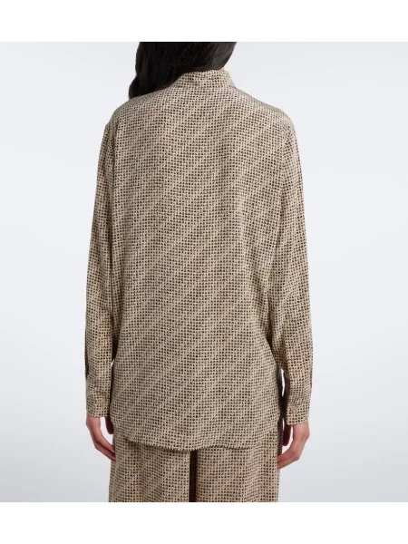 Cămașă Balenciaga de mătase cu imagine bej