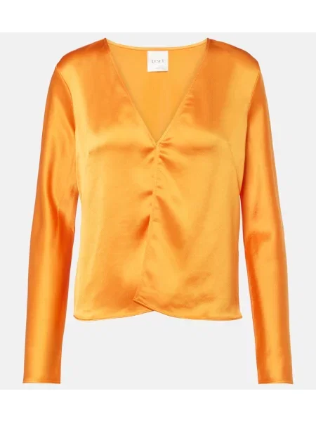 Top Leset din satin portocaliu