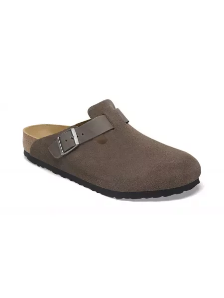 Klapki Birkenstock zamszowe brązowe