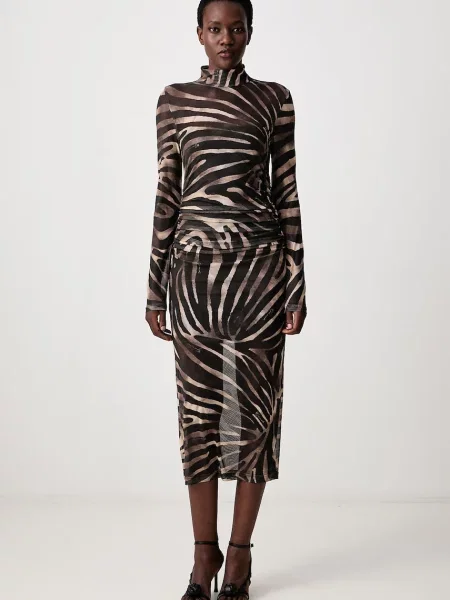 Gaudi rochie bodycon cu vâscoză maro