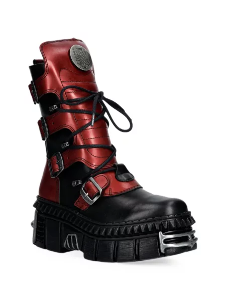 Botine New Rock cu platformă cu cataramă negru