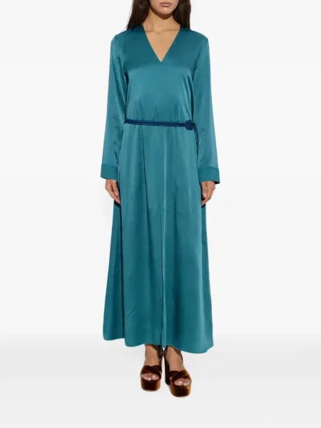 Cu centură rochie maxi Forte_forte cu decolteu în V albastru