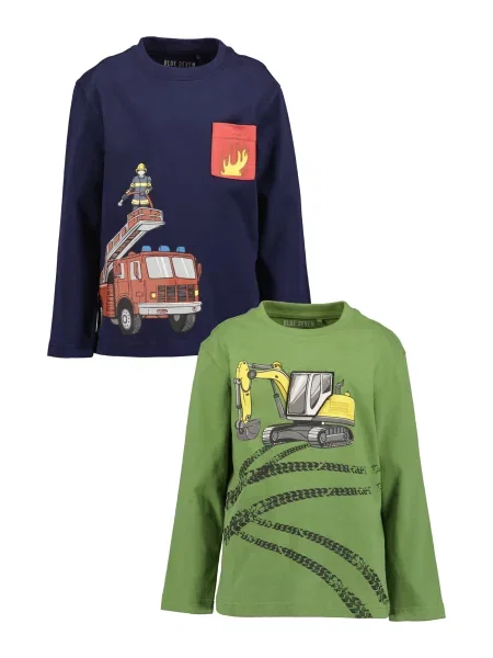 BLUE SEVEN Tricou bleumarin / verde kiwi albastru
