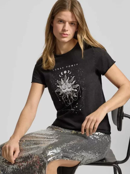 T-shirt w kroju regular fit z czystej Model LUCY' Only czarna