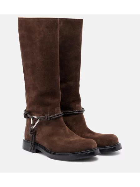 Cizme Bottega Veneta din piele de căprioară maro