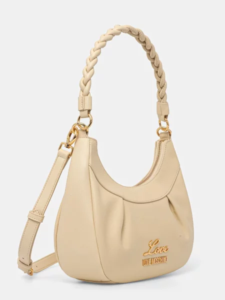 Kožená kabelka Love Moschino béžová