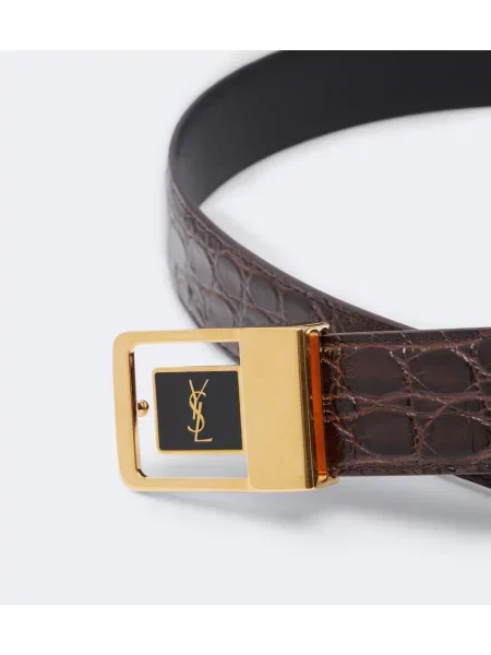 Cu centură curea Saint Laurent din piele maro
