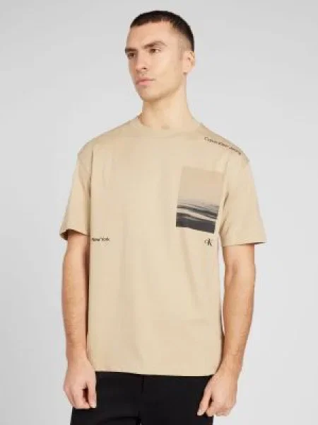 Calvin Klein Jeans Póló SERENITY BACK GRAPHIC bézs