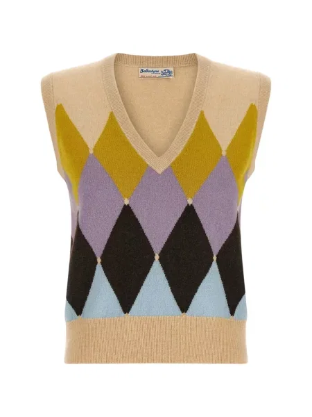 Pulover Ballantyne cu decolteu în V cu model argyle