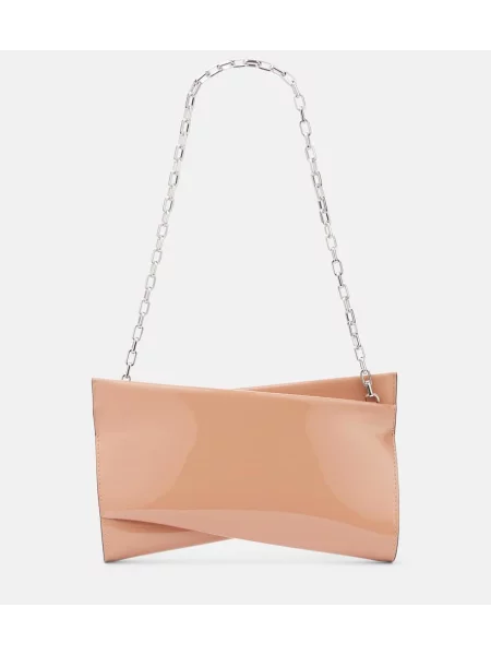 Usnjena lakirana pisemska torbica Christian Louboutin bež