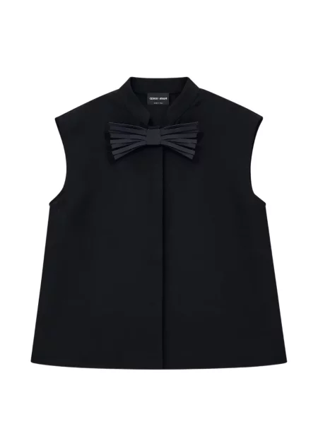 Bluză Giorgio Armani cu funde fără mâneci negru