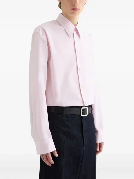 Cămașă Jil Sander din poplin lungă roz