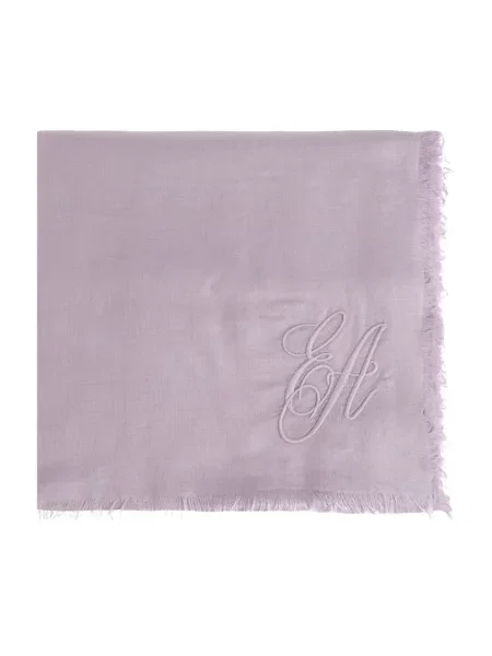 Szal Emporio Armani z kaszmiru z logo fioletowa