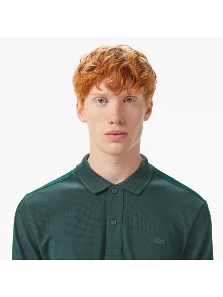 Lacoste Koszulka Polo Z Długim Rękawem Regular Fit Ciemnozielona zielony