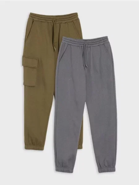 Sinsay Kapsáčové tepláky s bavlnou 2 pack zelená