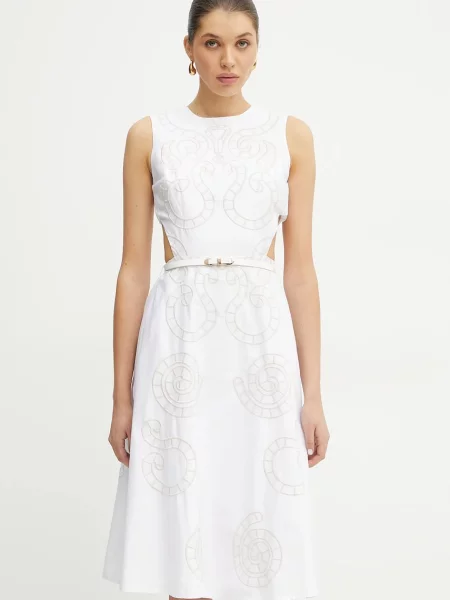 Silvian Heach rochie BONGRAZ midi evazati alb