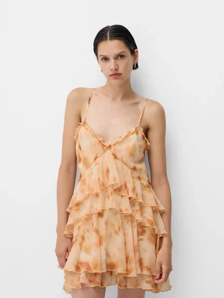 Bershka Rochie de vară / maro cămilă bej