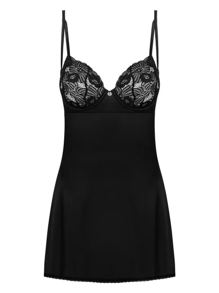 Соблазнительная сорочка с трусиками Комплект_Obsessive_Serena_Love_chemise чорна