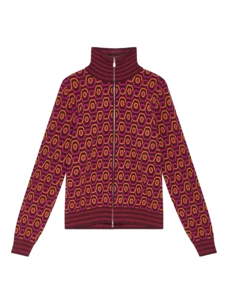 Cardigan Maliparmi cu imprimeu geometric roșu