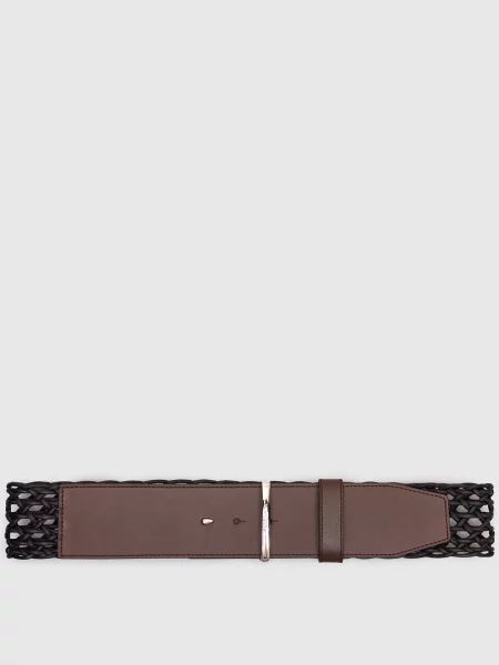 Шкіряний з плетінням Max Mara коричневий