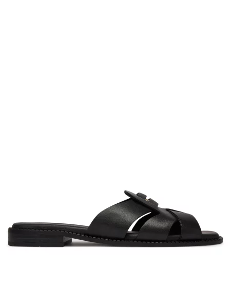Sandale Tommy Hilfiger din piele cu vârf pătrat negru