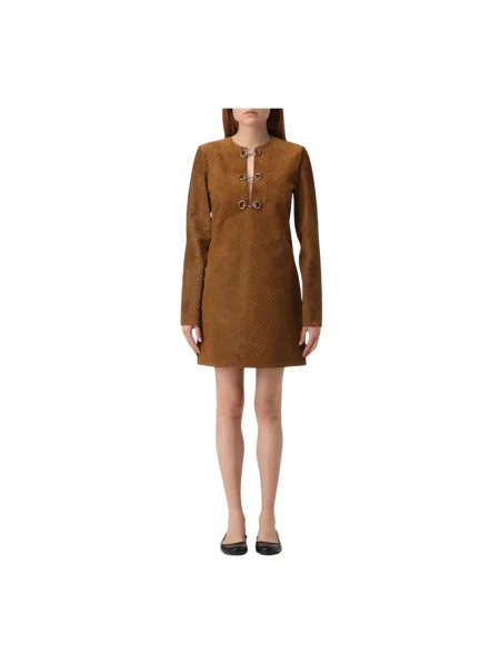 Sukienka mini Gucci zamszowa biznesowa beżowa