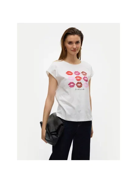 Vero Moda Marškinėliai Cysma Regular Fit balta