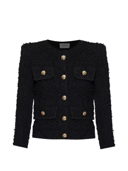 Geacă Balmain din tweed negru