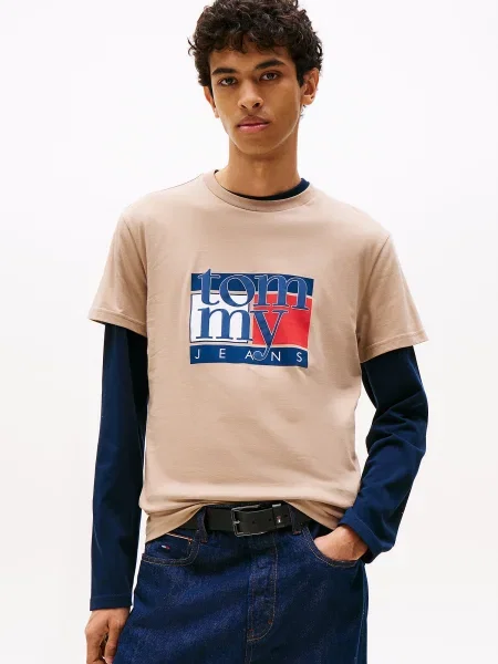 Tommy Jeans Tricou Bej alb