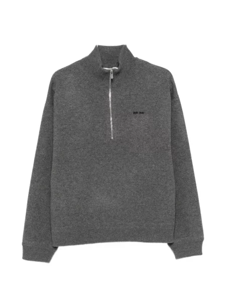 Sweter Miu Miu z zamkiem błyskawicznym do połowy szary
