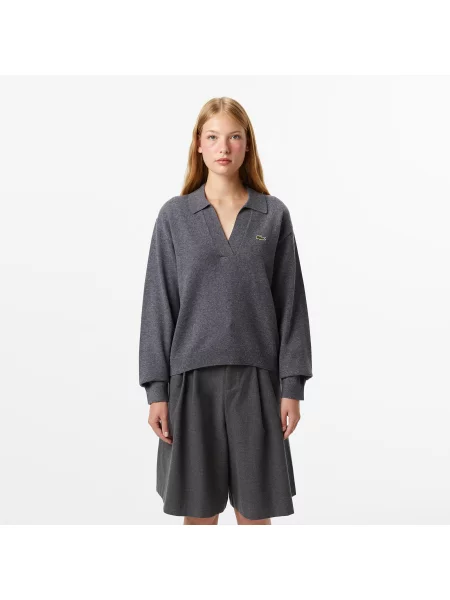 Lacoste Sweter Z Mieszanki Kaszmiru szary
