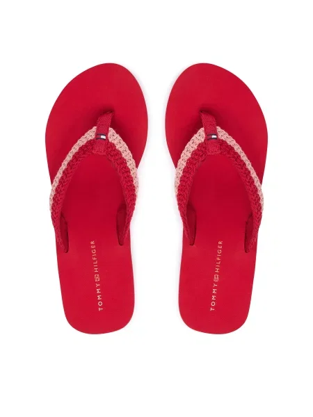 Джапанки Tommy Hilfiger Th Wedge Crochet Summer Sandal червен