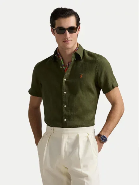 Льняная рубашка Polo Ralph Lauren хаки