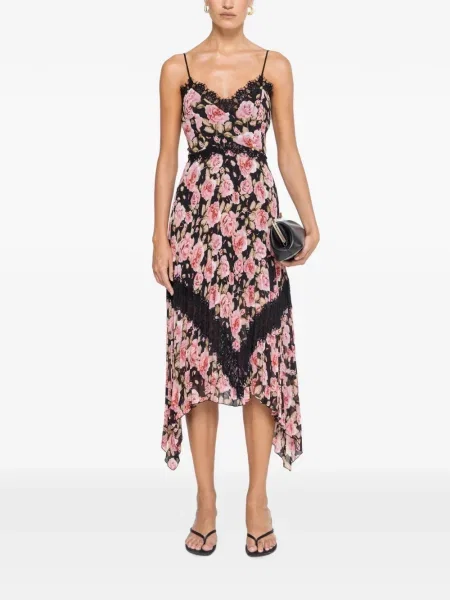 Rochie midi Nissa cu model floral negru