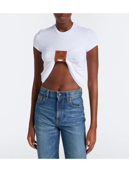 Decupat tricou Jean Paul Gaultier din piele alb