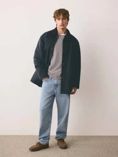 Parka z kontrastowym kołnierzem Teen XL MANGO TEEN granatowy