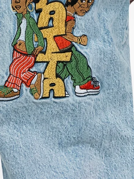 Blugi Patta cu broderie albastru