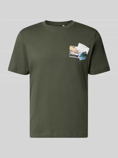 T-shirt o kroju regular fit z czystej bawełny Tom Tailor oliwkowa