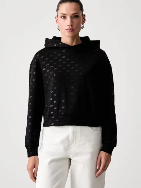 Armani Exchange hanorac cu glugă pentru femei cu negru