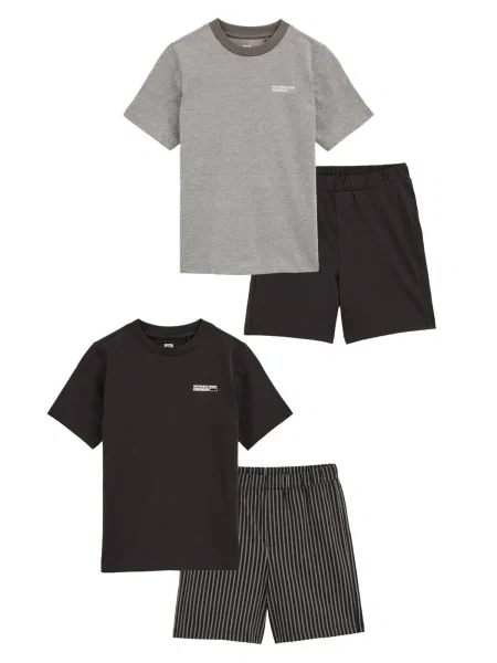WE Fashion Pijamale gri amestecat / negru alb