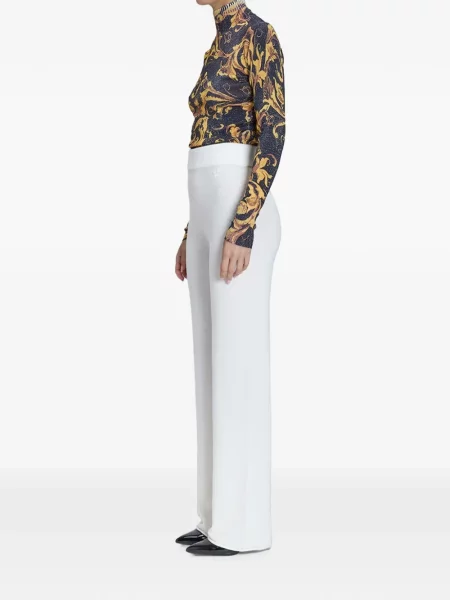 Pantaloni Genny cu broderie alb
