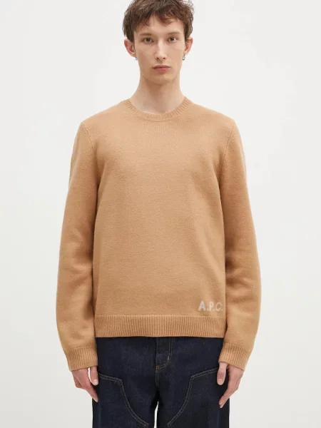 A.P.C. pulover pentru bărbați din lână Pull Edward maro