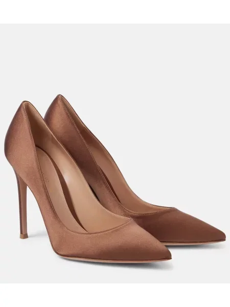 Pantofi cu toc Gianvito Rossi din satin maro