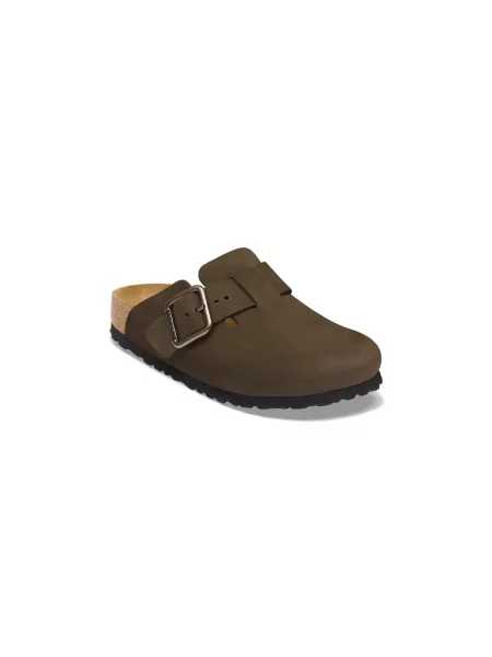 Klapki Birkenstock zamszowe na sprzączkę brązowe