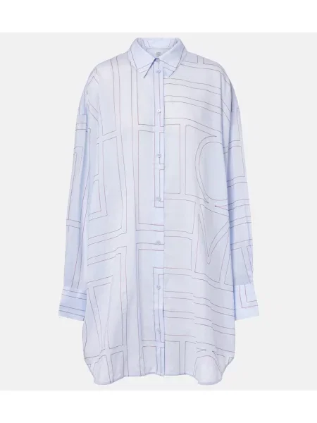 Cămașă Toteme cu broderie din poplin albastru
