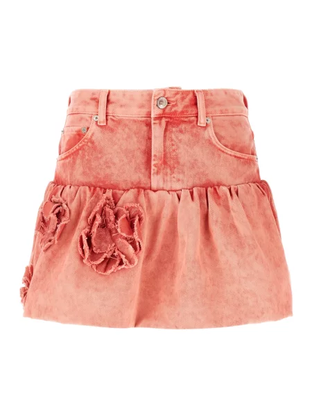 Spódnica jeansowa Ganni różowa